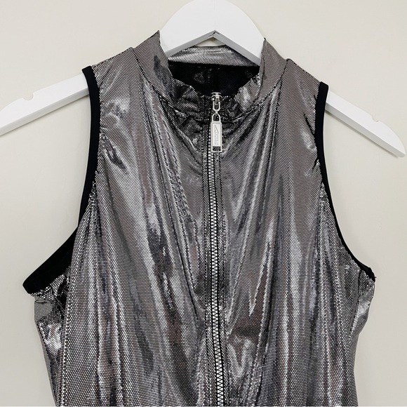 Speedo Vintage sparkling shiny Silver Swimsuit Tyra Banks Victorias Secret Sz 14 - Picture 3 of 15